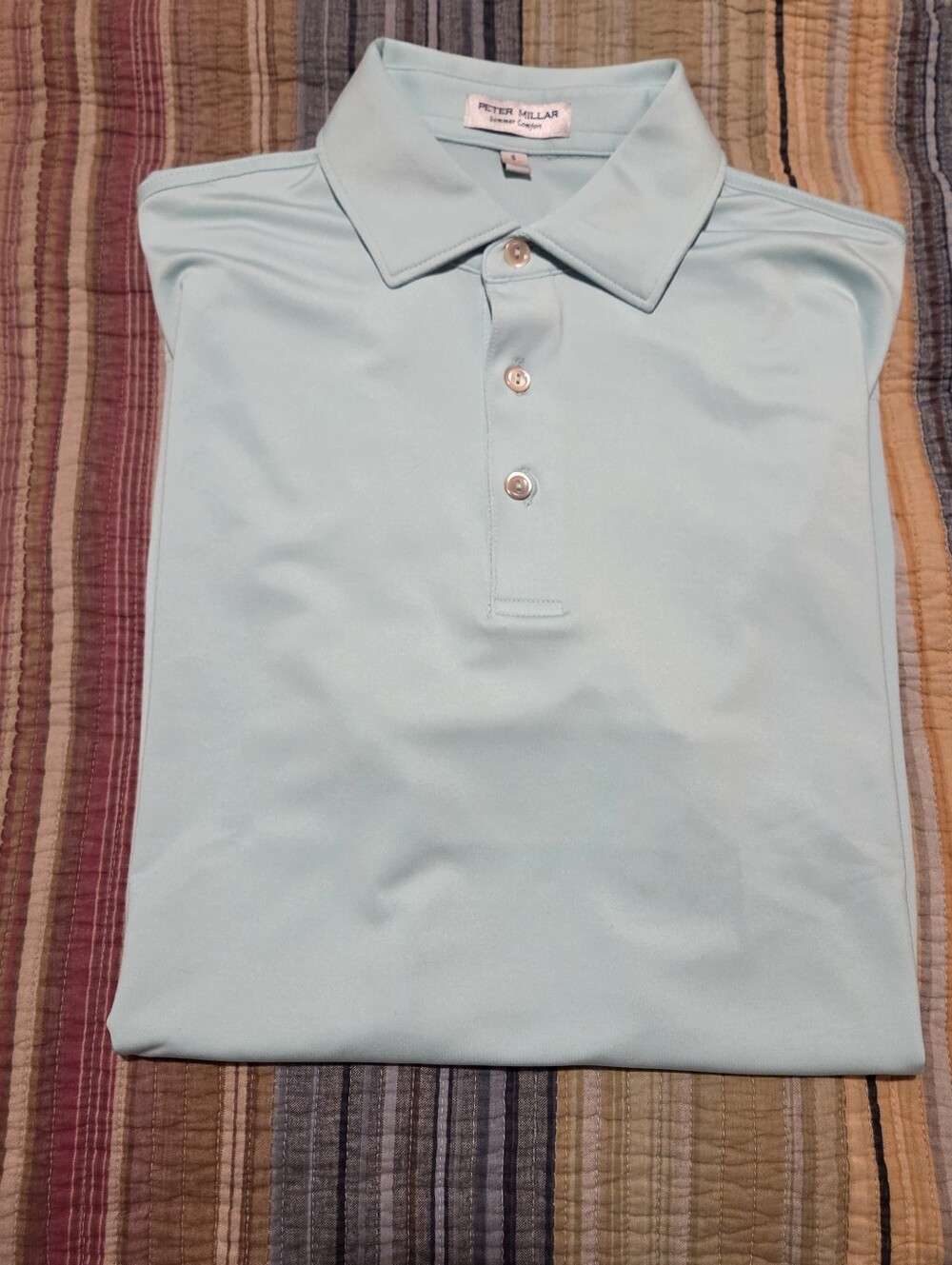 Peter Millar Summer Comfort Aqua Polo Shirt Men's Small